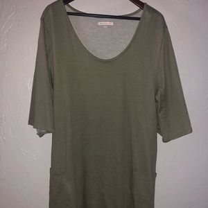 Organic Olive Green Tunic Dress w/ Pockets